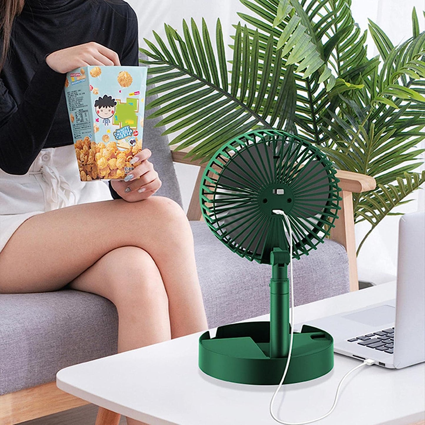 4Telescopic Electric Desktop Fan - Silent & Portable