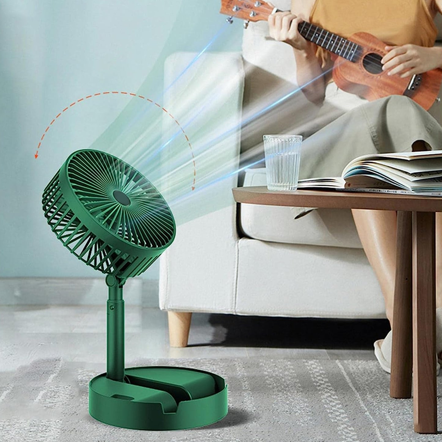 4Telescopic Electric Desktop Fan - Silent & Portable